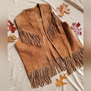 Genuine Leather Brown Fringe Vest